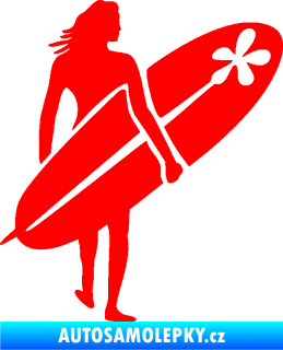 Samolepka Surfařka 003 pravá Fluorescentní červená