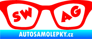 Samolepka Swag nápis v brýlích Fluorescentní červená