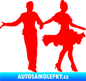 Samolepka Tanec 002 levá latinskoamerický tanec pár Fluorescentní červená