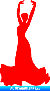 Samolepka Tanec 006 levá tanečnice flamenca Fluorescentní červená