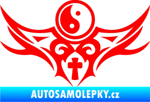 Samolepka Tetování 115 Jin a jang Fluorescentní červená