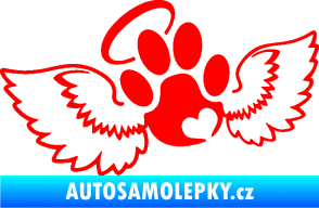 Samolepka Tlapka 010 andělíček levá Fluorescentní červená