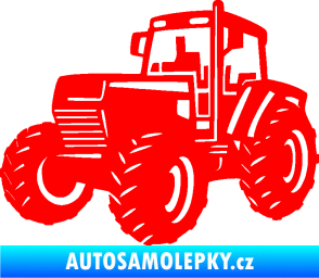 Samolepka Traktor 002 levá Zetor Fluorescentní červená