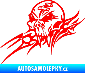 Samolepka Tribal skull levá lebka Fluorescentní červená