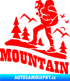 Samolepka Turista 005 levá výšlap na hory Fluorescentní červená