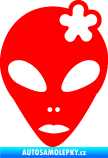 Samolepka UFO 009 slečna s kytičkou pravá Fluorescentní červená