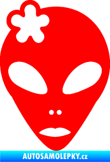 Samolepka UFO 009 slečna s kytičkou levá Fluorescentní červená