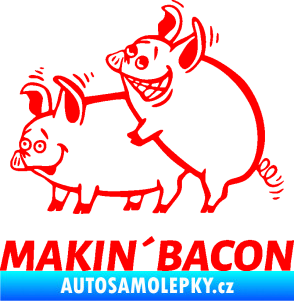 Samolepka Veselá prasátka makin bacon levá Fluorescentní červená
