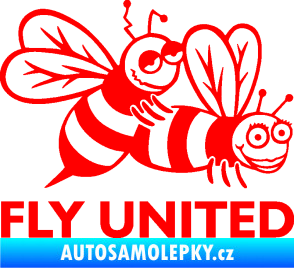 Samolepka Veselé vosy fly united pravá Fluorescentní červená