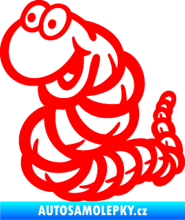 Samolepka Veselý červík levá Fluorescentní červená
