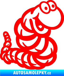 Samolepka Veselý červík pravá Fluorescentní červená