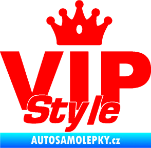 Samolepka VIP styl nápis s korunkou Fluorescentní červená