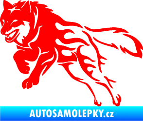 Samolepka Vlk 002 levá Fluorescentní červená