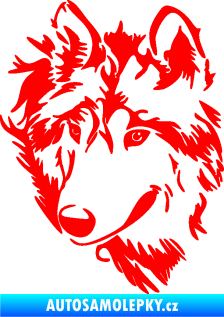 Samolepka Vlk 009 levá hlava Fluorescentní červená