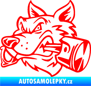 Samolepka Vlk 032 levá moto s pístem Fluorescentní červená
