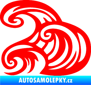 Samolepka Vlny 004 levá moře Fluorescentní červená