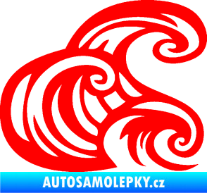 Samolepka Vlny 004 pravá moře Fluorescentní červená