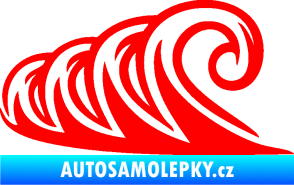 Samolepka Vlny 006 levá moře Fluorescentní červená