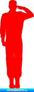 Samolepka Voják 012 pravá salutuje Fluorescentní červená