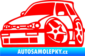 Samolepka VW Golf 3 karikatura levá Fluorescentní červená