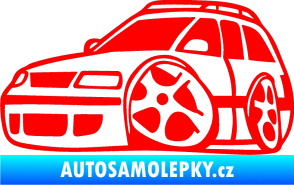 Samolepka VW Passat b6 karikatura levá Fluorescentní červená