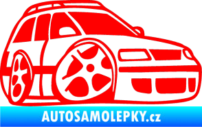 Samolepka VW Passat b6 karikatura pravá Fluorescentní červená