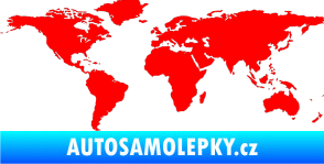 Samolepka World mapa světa Fluorescentní červená
