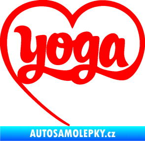 Samolepka Yoga nápis v srdíčku Fluorescentní červená