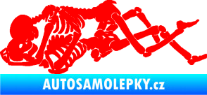 Samolepka Zamilované kostry 001 levá láska až za hrob Fluorescentní červená