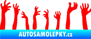 Samolepka Zombie 002 levá mrtví vylézají z hrobu Fluorescentní červená