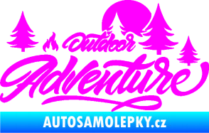 Samolepka Adventure outdoor nápis les,hory a táborák Fluorescentní růžová