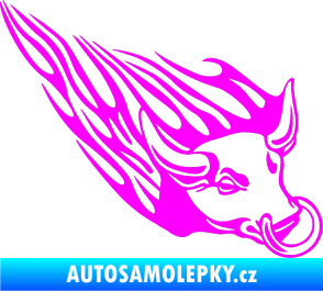 Samolepka Animal flames 010 pravá býk s kruhem Fluorescentní růžová