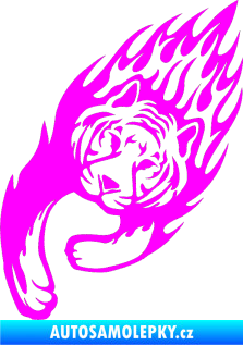 Samolepka Animal flames 015 levá tygr Fluorescentní růžová