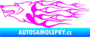 Samolepka Animal flames 017 levá vlk Fluorescentní růžová
