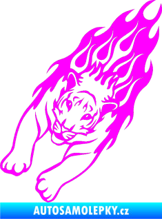 Samolepka Animal flames 024 levá tygr Fluorescentní růžová