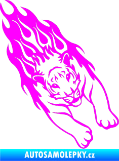 Samolepka Animal flames 024 pravá tygr Fluorescentní růžová
