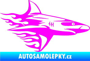 Samolepka Animal flames 031 pravá žralok Fluorescentní růžová