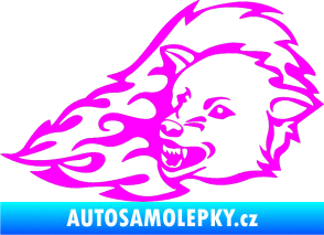 Samolepka Animal flames 036 levá vlk Fluorescentní růžová