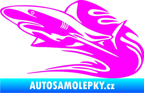 Samolepka Animal flames 037 levá žralok Fluorescentní růžová
