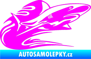 Samolepka Animal flames 037 pravá žralok Fluorescentní růžová