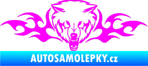 Samolepka Animal flames 038 levá  vlk Fluorescentní růžová