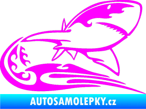Samolepka Animal flames 041 pravá žralok Fluorescentní růžová