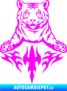 Samolepka Animal flames 045 levá tygr Fluorescentní růžová