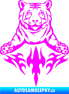 Samolepka Animal flames 045 pravá tygr Fluorescentní růžová