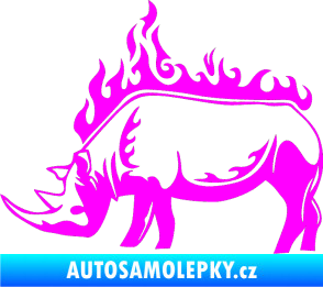 Samolepka Animal flames 049 levá nosorožec Fluorescentní růžová