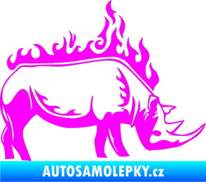 Samolepka Animal flames 049 pravá nosorožec Fluorescentní růžová