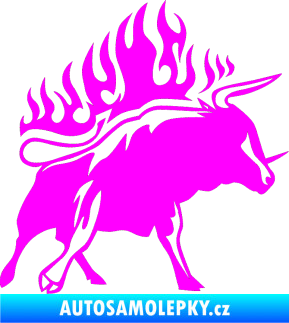 Samolepka Animal flames 055 pravá býk Fluorescentní růžová
