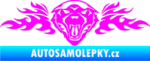 Samolepka Animal flames 058 levá vlk Fluorescentní růžová