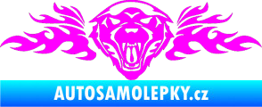 Samolepka Animal flames 058 pravá vlk Fluorescentní růžová