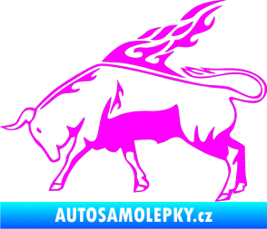 Samolepka Animal flames 067 levá býk Fluorescentní růžová